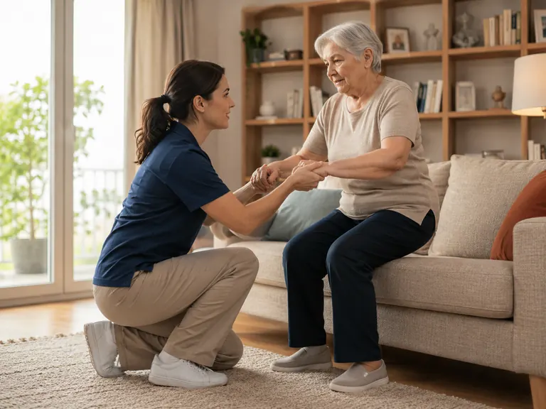 Fisioterapia a domicilio para persona mayor en un entorno de casa